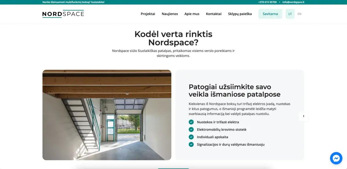Nordspace pagrindinis puslapis
