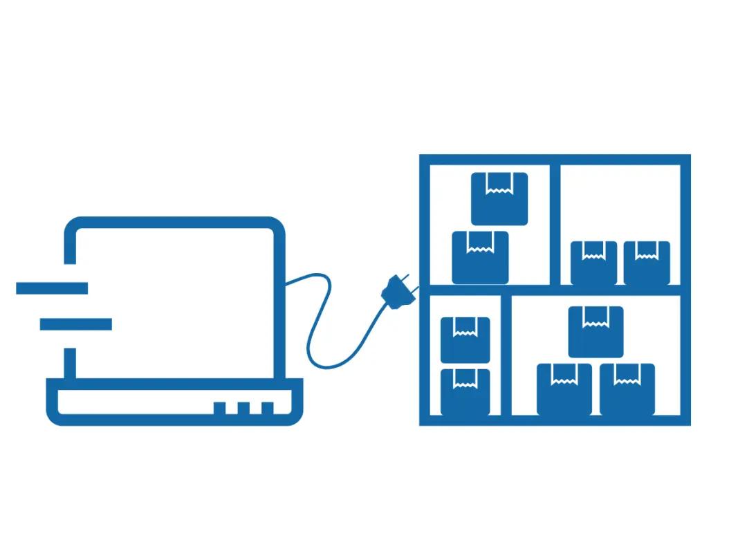 A computer that connects to the warehouse and the warehouse management system.